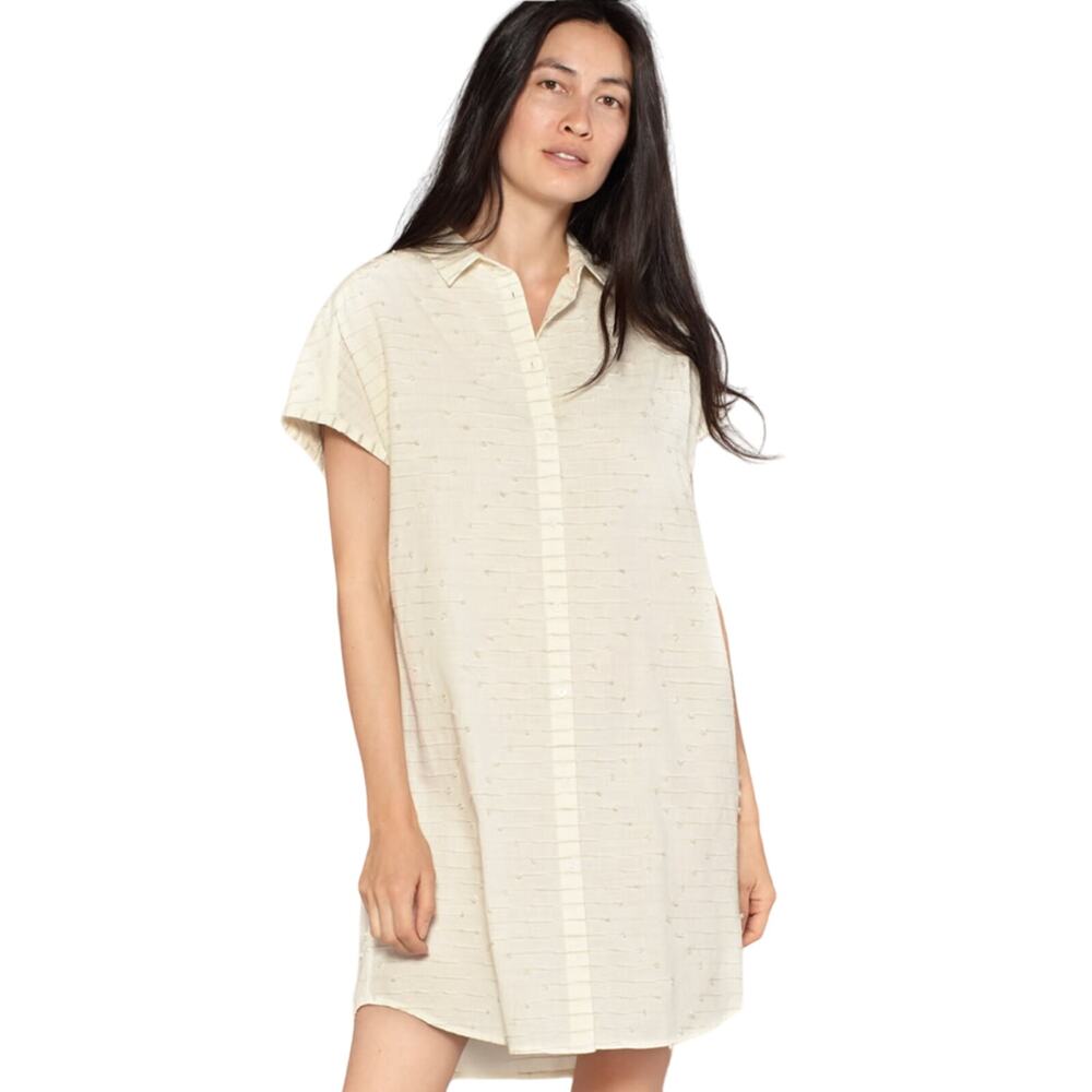 Outerknown Women's XS Bee Shirt Dress in Beige Natural Textured Organic Cotton